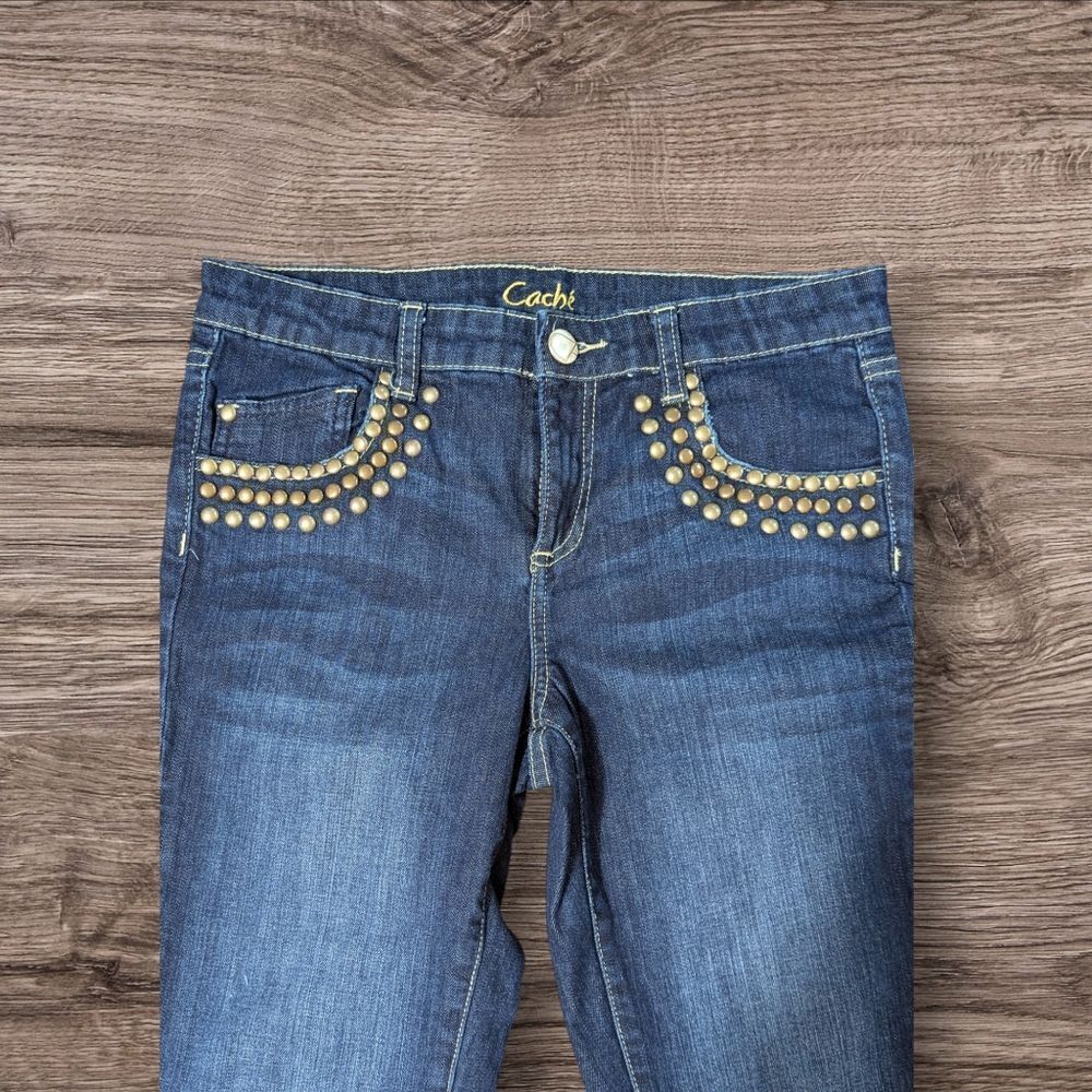 Cache Denim Studded Pocket Low Rise Bootcut Jeans - Picture 3 of 5